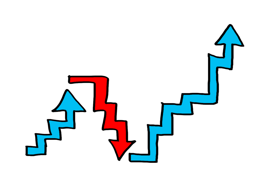 上げ下げの矢印のイラスト