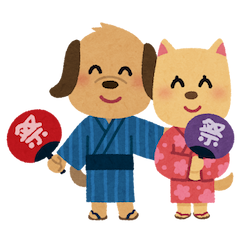 祭りに来た犬のカップル
