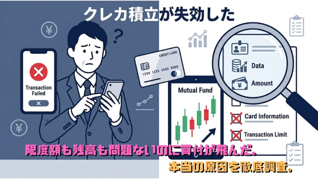 dカードのクレカ積立が失効した原因を一つずつ調査する様子のイメージ