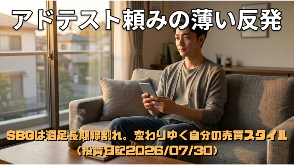休日に落ち着いて相場を静観する30代男性(投資日記2026/07/30)