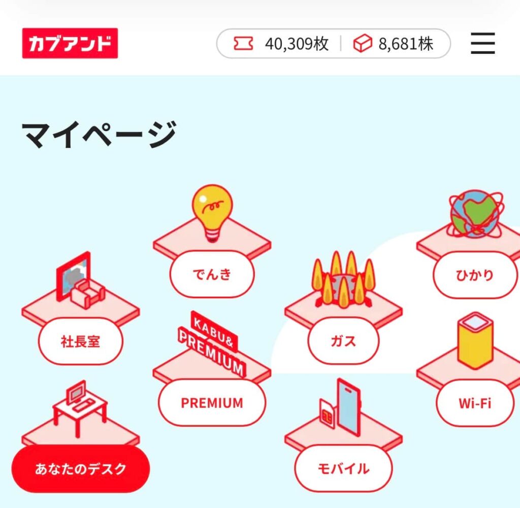 カブアンドの画面