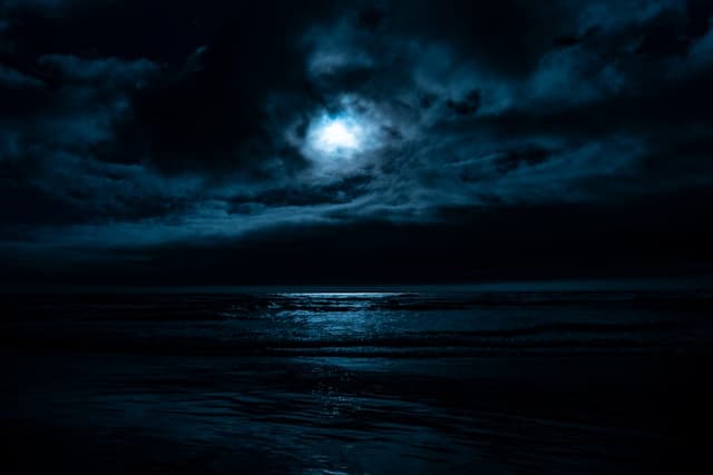 月夜に照らされた海
