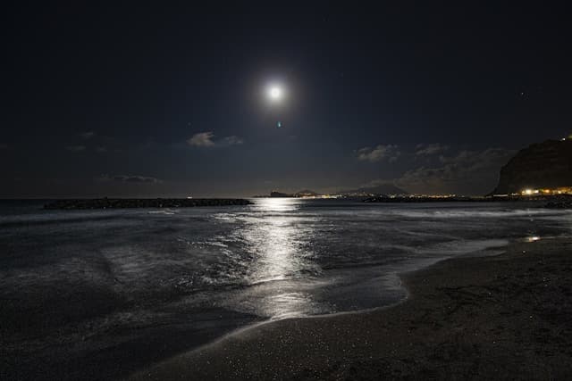 月夜に照らされる海