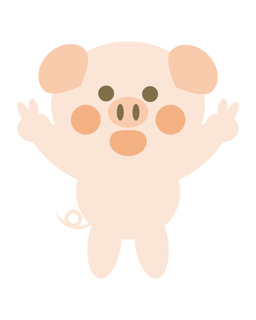 ピースをしている豚のイラスト