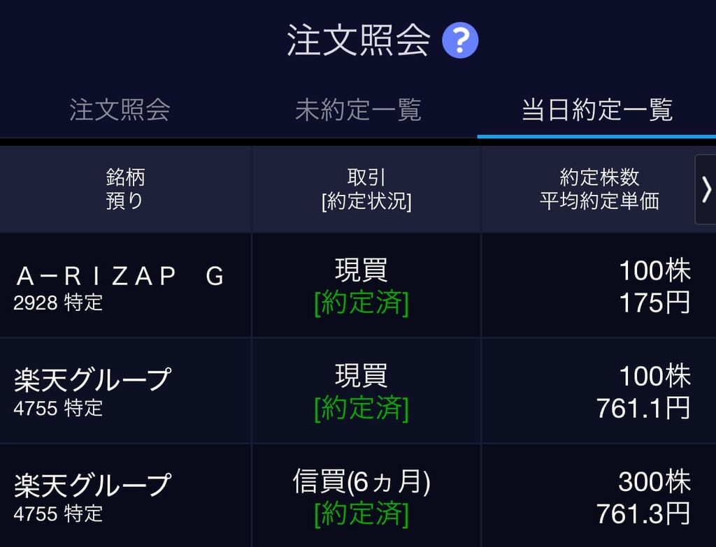 SBI証券の約定履歴